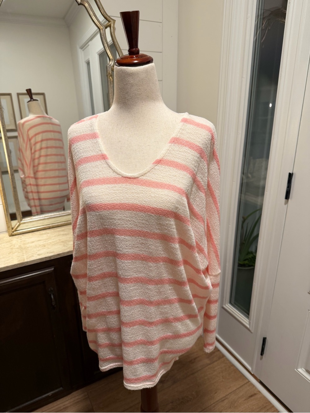 Light Pink & Cream Striped Women’s Sweater